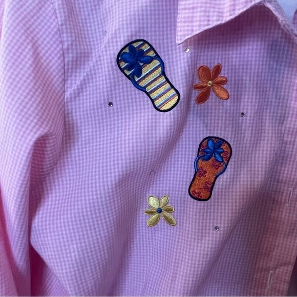 🎉Breckenridge Gingham Vacation Button Down Shirt Sz LP - Picture 3 of 8